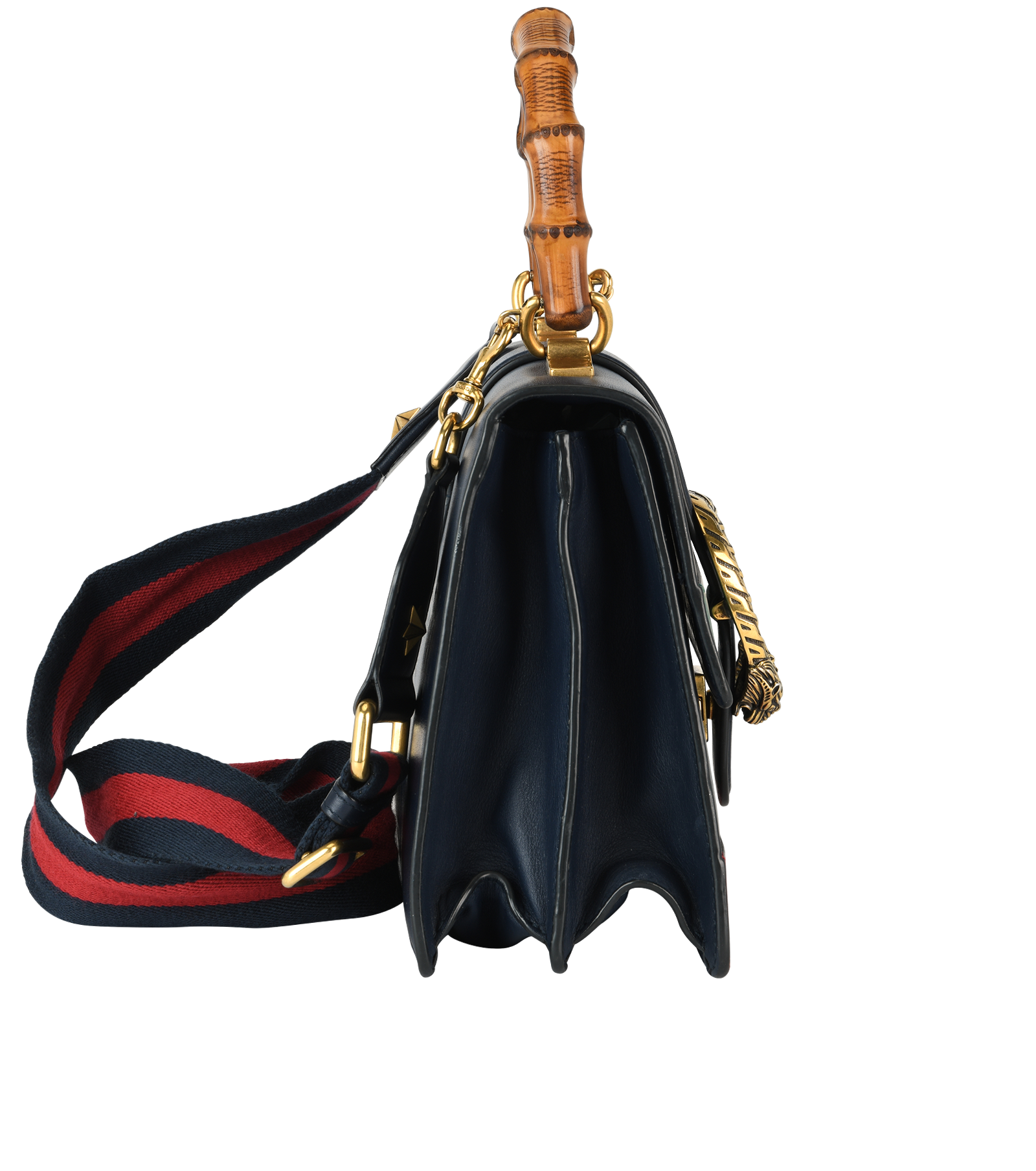 Dionysus Bamboo Top Handle, &pound;520, Handbags, Blue/Green/Red, Leather, Side view